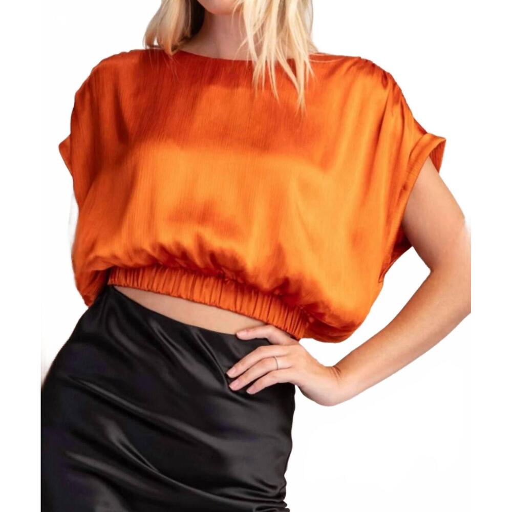 NEW GLAM silky crop top in rust
